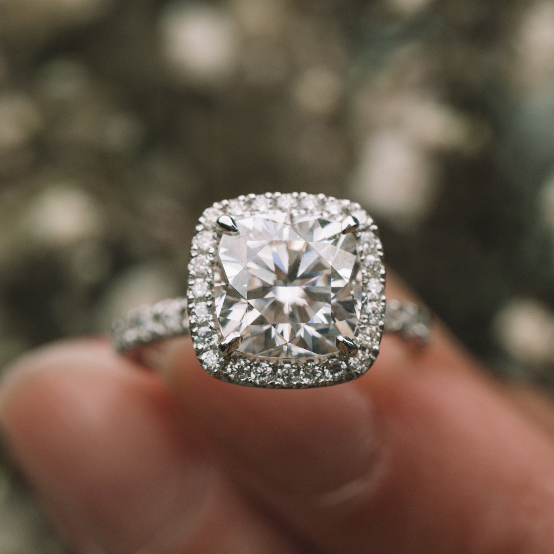 Halo Moissanite Engagement Ring