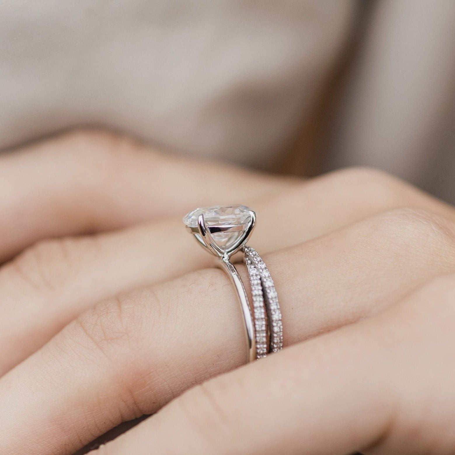 Oval Solitaire Moissanite Ring