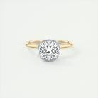 2CT Cushion Two Tone Moissanite Diamond Bezel Set Engagement Ring