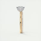 2CT Cushion Two Tone Moissanite Diamond Bezel Set Engagement Ring