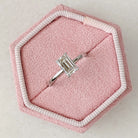 1.30CT Emerald Cut Hidden Halo Moissanite Diamond Solitaire Engagement Ring
