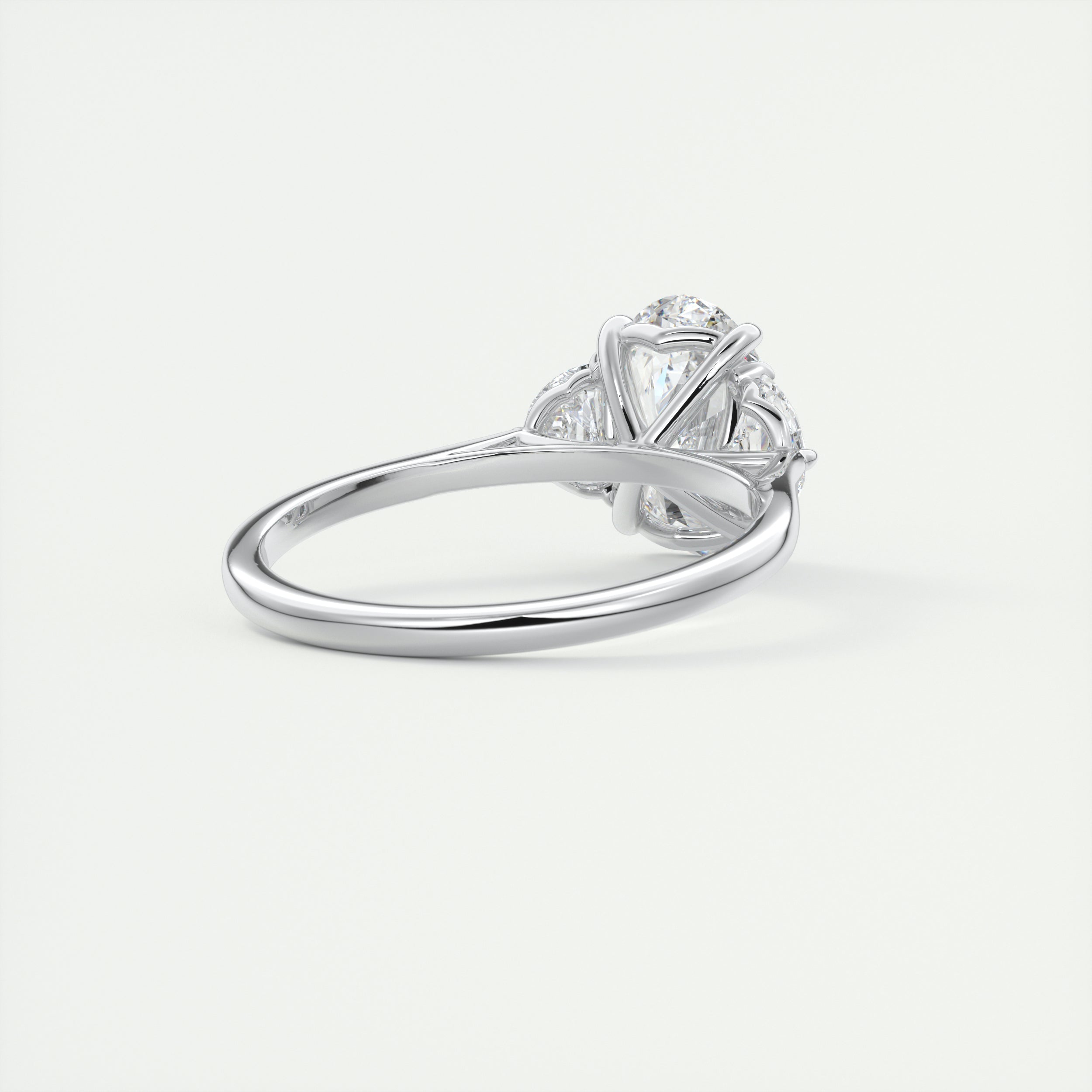 2.0CT Oval Four Prong Moissanite Diamond Three Stone Engagement Ring