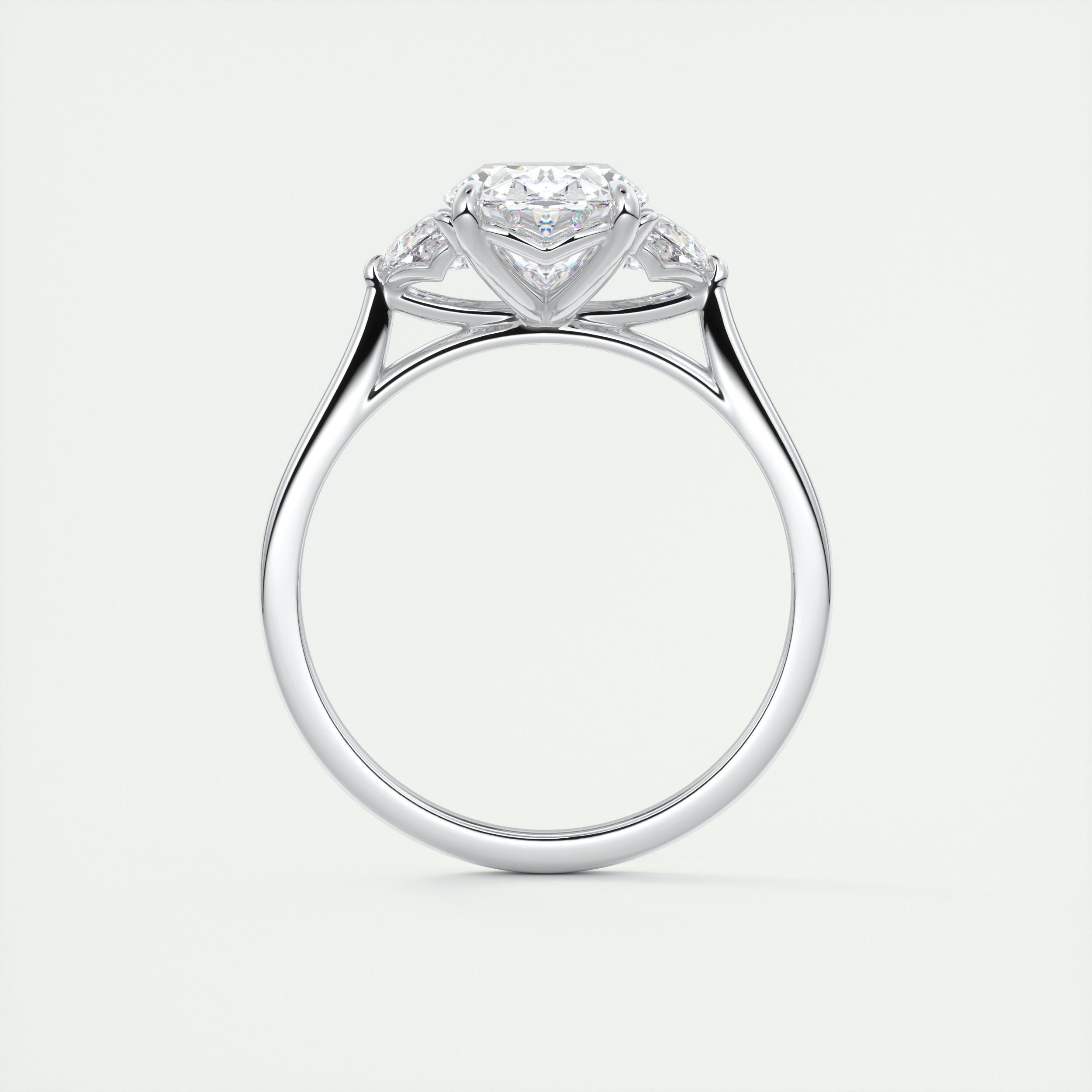 2.0CT Oval Four Prong Moissanite Diamond Three Stone Engagement Ring