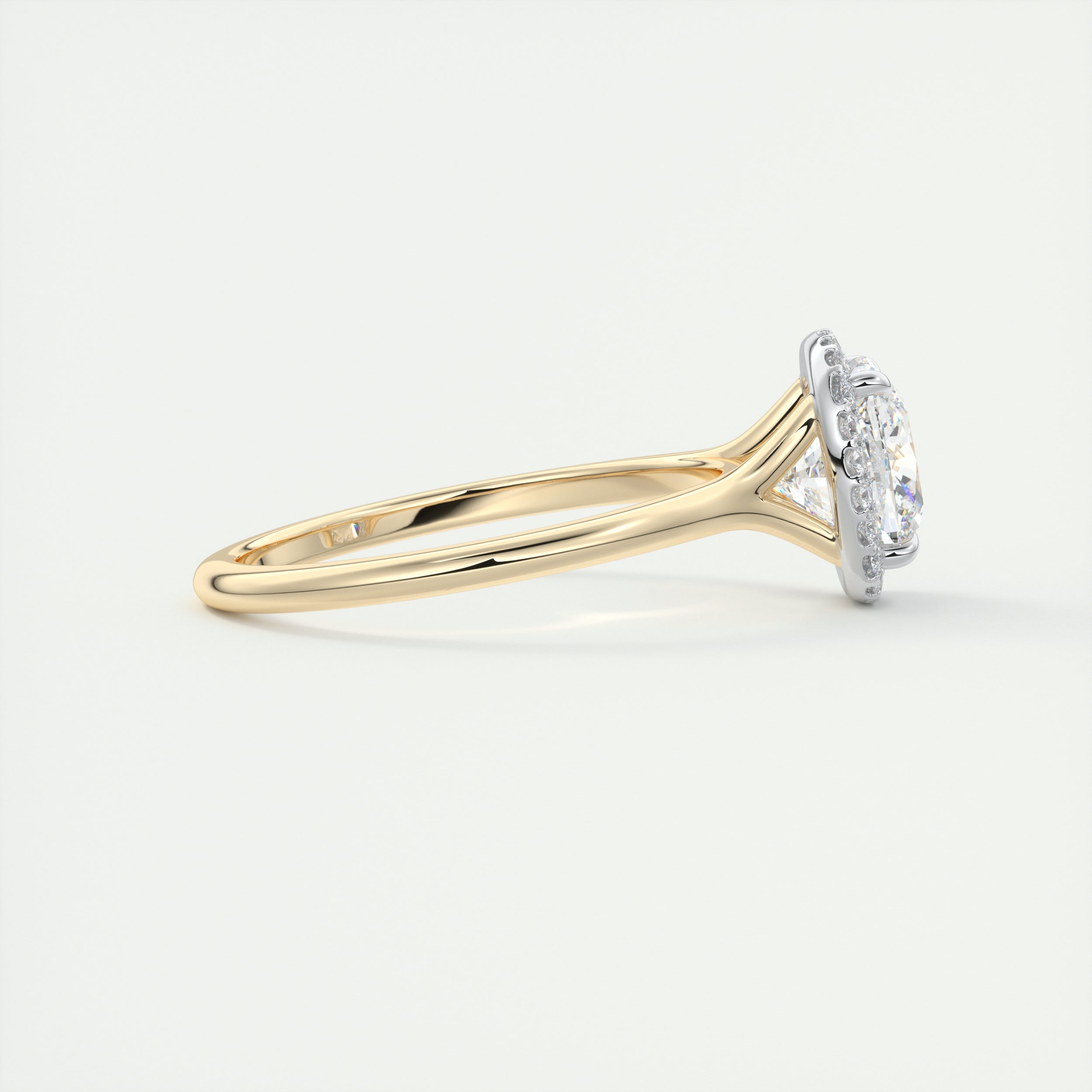 2CT Cushion Halo Moissanite Diamond Two Tone Engagement Ring With Solitaire Setting 