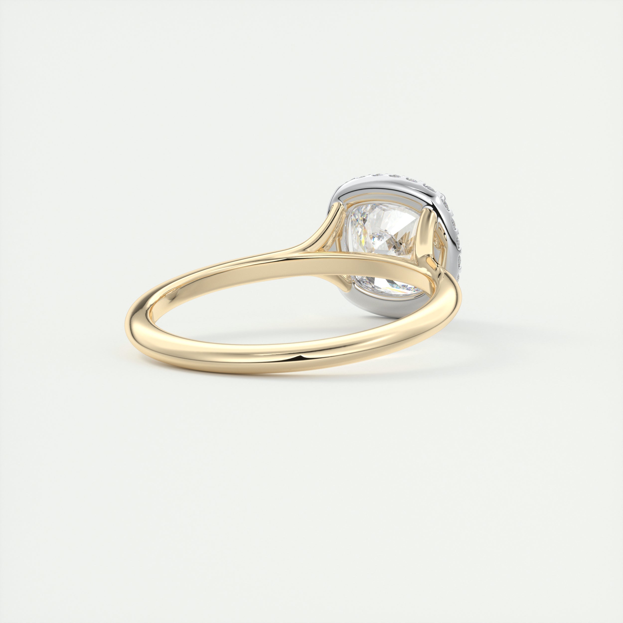 2CT Cushion Halo Moissanite Diamond Two Tone Engagement Ring With Solitaire Setting 