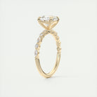 2CT Cushion Pave Moissanite Diamond Four Prong Engagement Ring