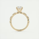 2CT Cushion Pave Moissanite Diamond Four Prong Engagement Ring