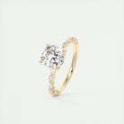 2CT Cushion Pave Moissanite Diamond Four Prong Engagement Ring