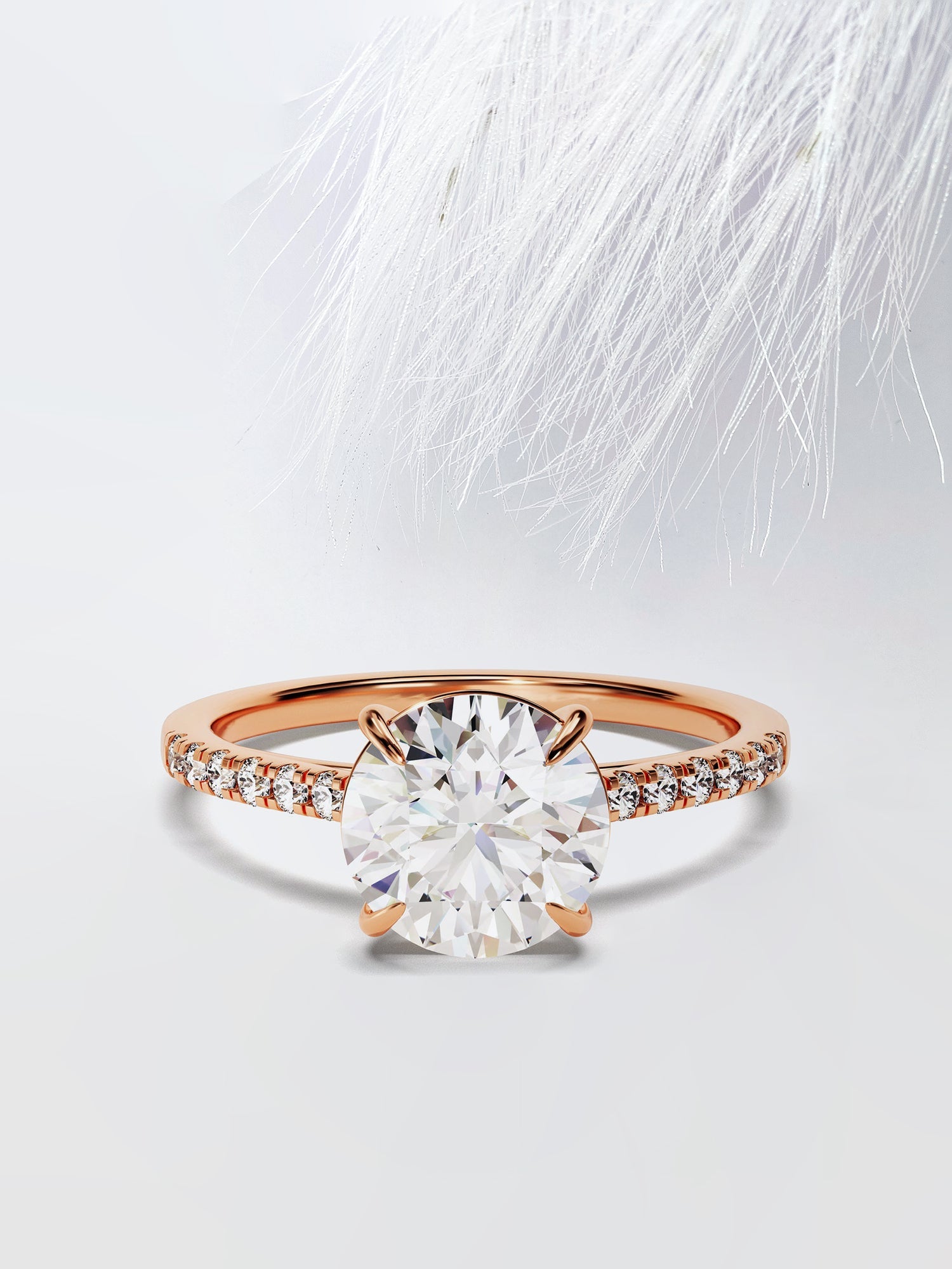 Round Cut Moissanite Pave Diamond Engagement Ring For Women