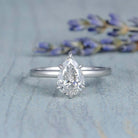 2.50CT Pear Cut Hidden Halo Moissanite Diamond Engagement Ring