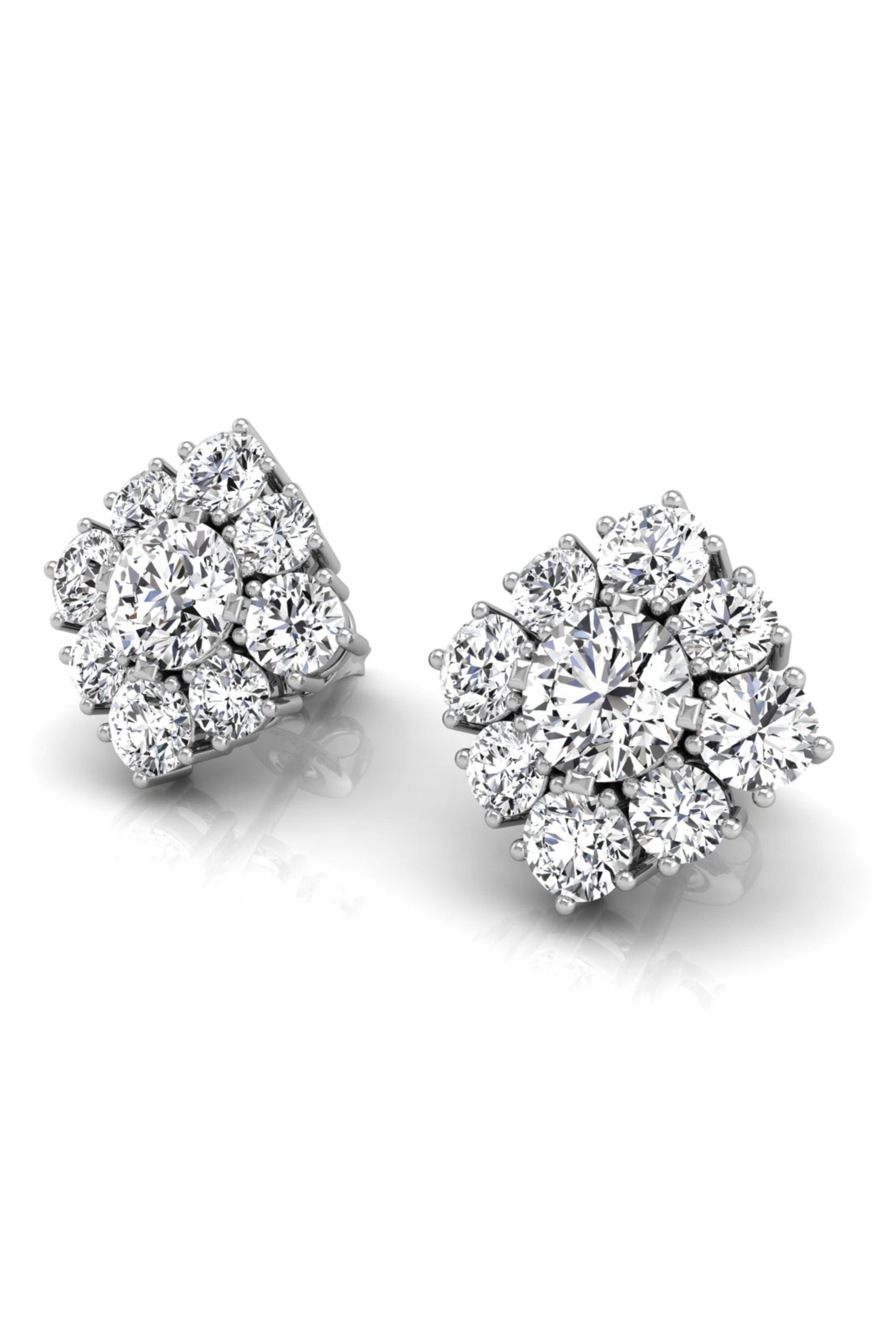 Round Cut Unique Halo Moissanite Diamond Earrings for Women