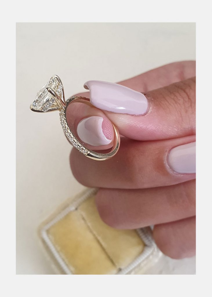 2.0ct Radiant Pave Moissanite Diamond Hidden Halo Engagement Ring In 14K Solid Gold
