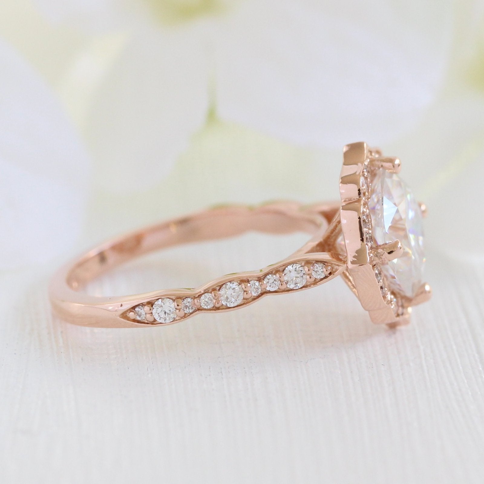 2.30CT Cushion Vintage Halo Moissanite Diamond Engagement Ring For Women