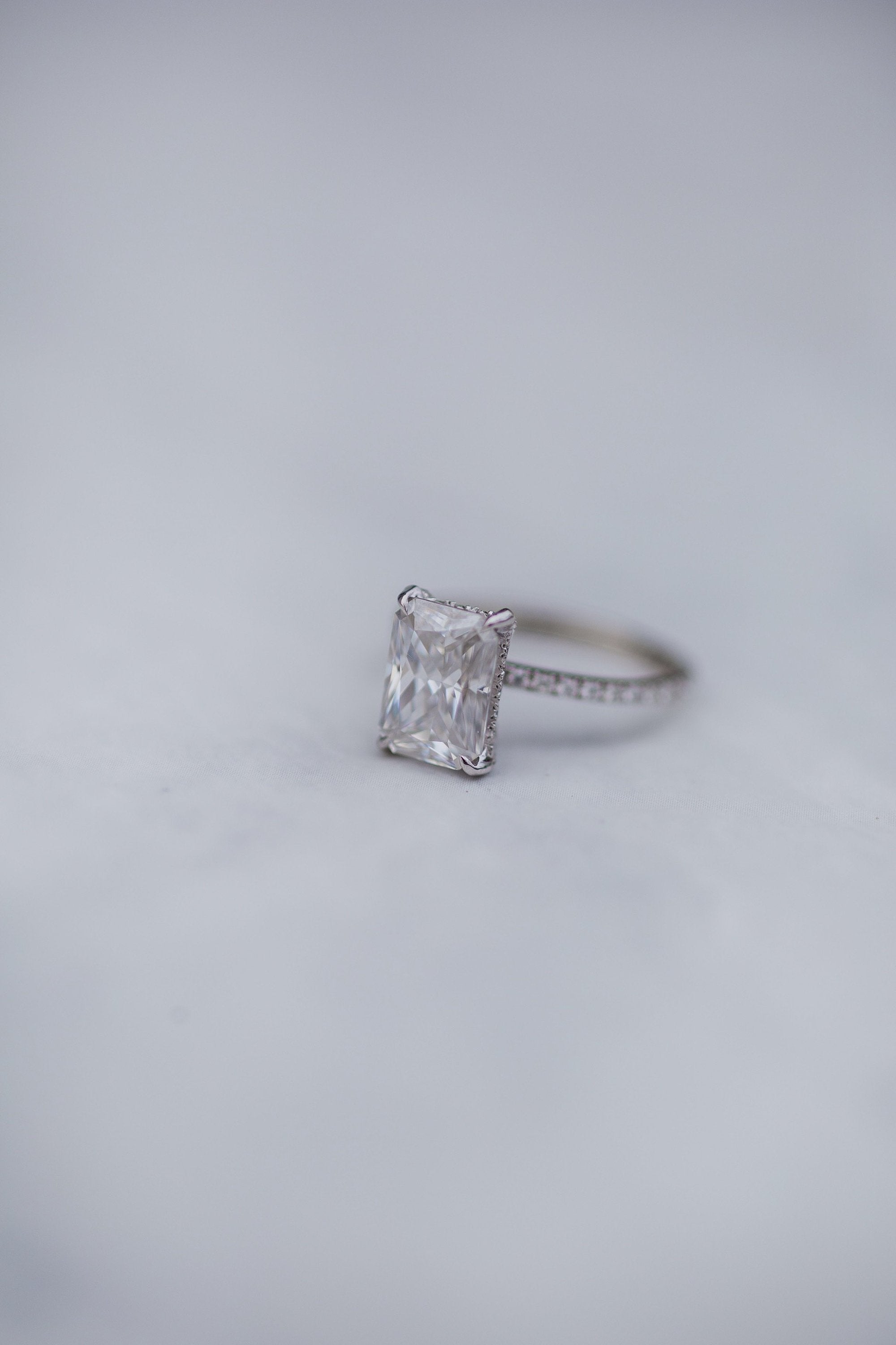 2.70CT Radiant Hidden Halo Moissanite Diamond Pave Engagement Ring