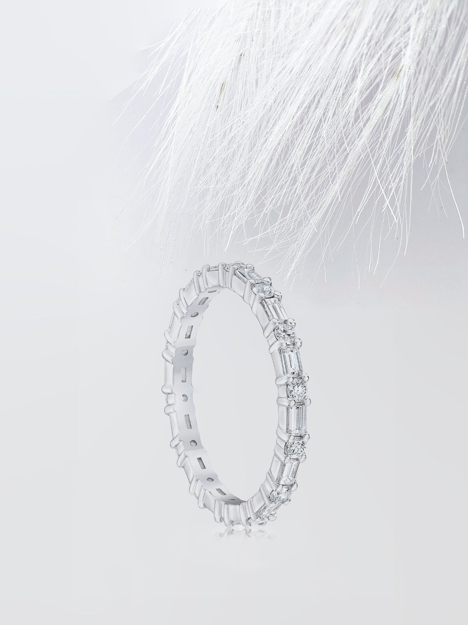 Baguette & Round Cut Moissanite Eternity Diamond Wedding Band