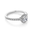1.0ct Round Halo Moissanite Diamond Pave Engagement Ring For Her In 18K Solid Gold