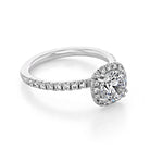 1.0ct Round Halo Moissanite Diamond Four Prong Engagement Ring