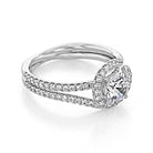 1.0CT Round Halo Moissanite Diamond Double Pave Engagement Ring
