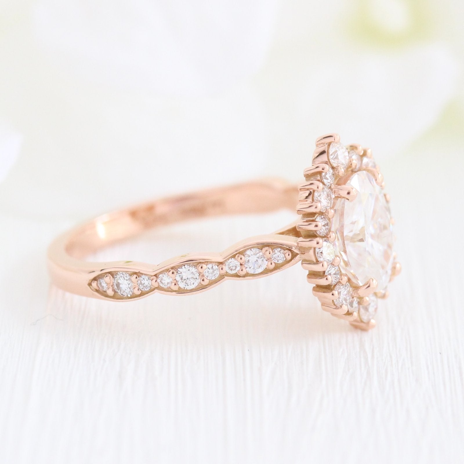 Moissanite wedding jewelry for beach wedding