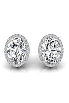 Oval Cut Halo Diamond Moissanite Stud Earrings for Women