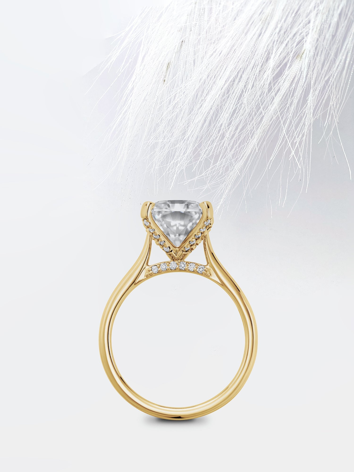 Round Diamond Cathedral Moissanite Engagement Ring For Women