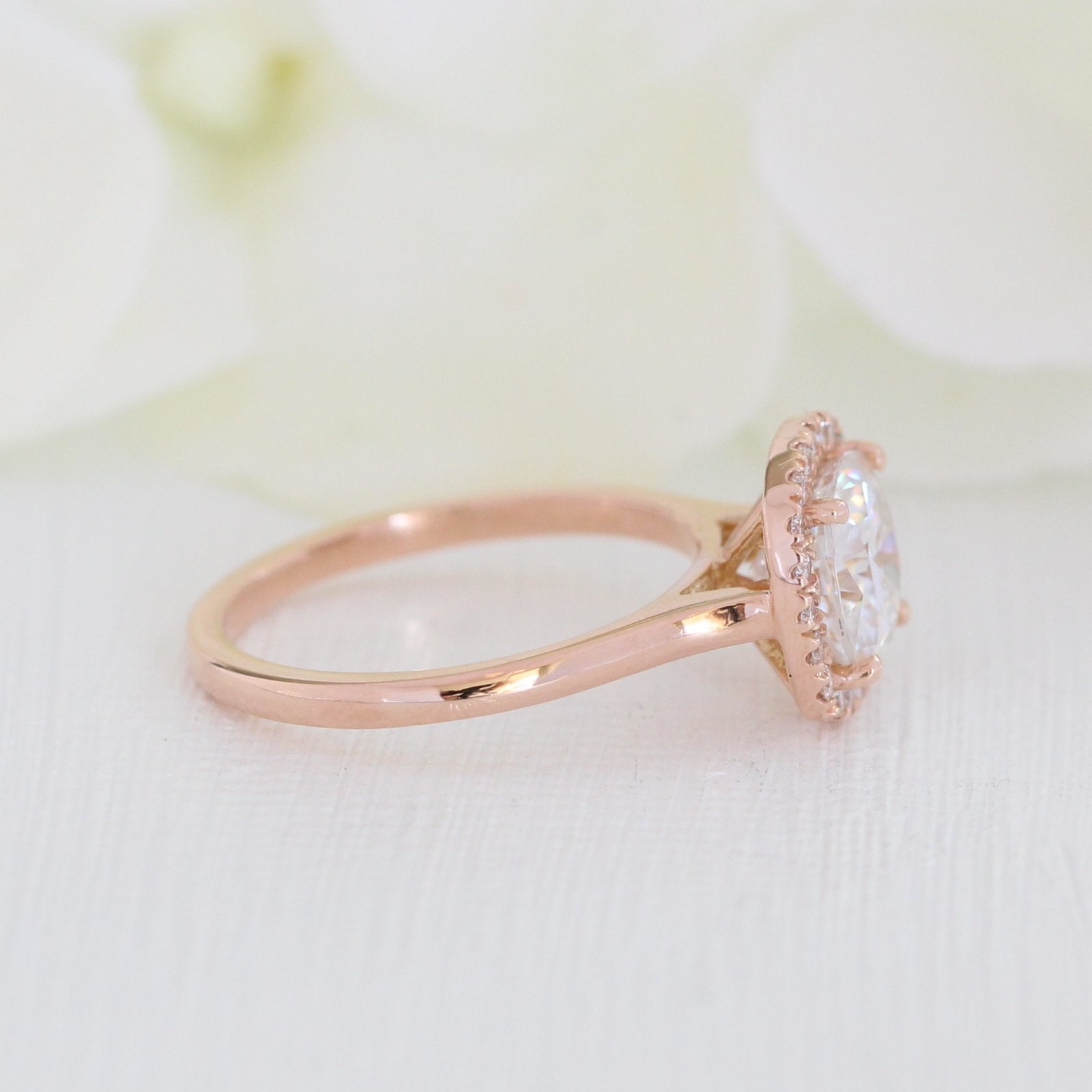 1.65CT Cushion Halo Moissanite Diamond Solitaire Engagement Ring