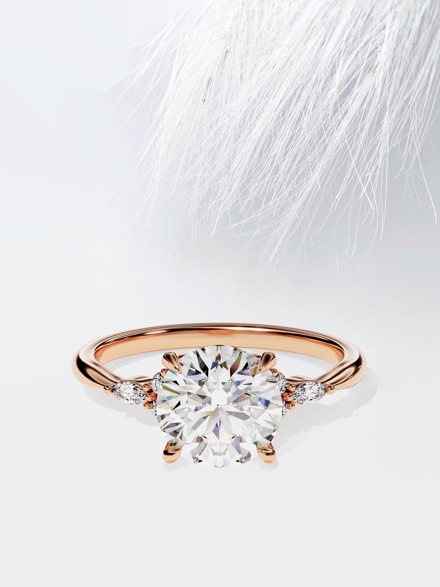 Round Cut Diamond Cluster Moissanite Engagement Ring