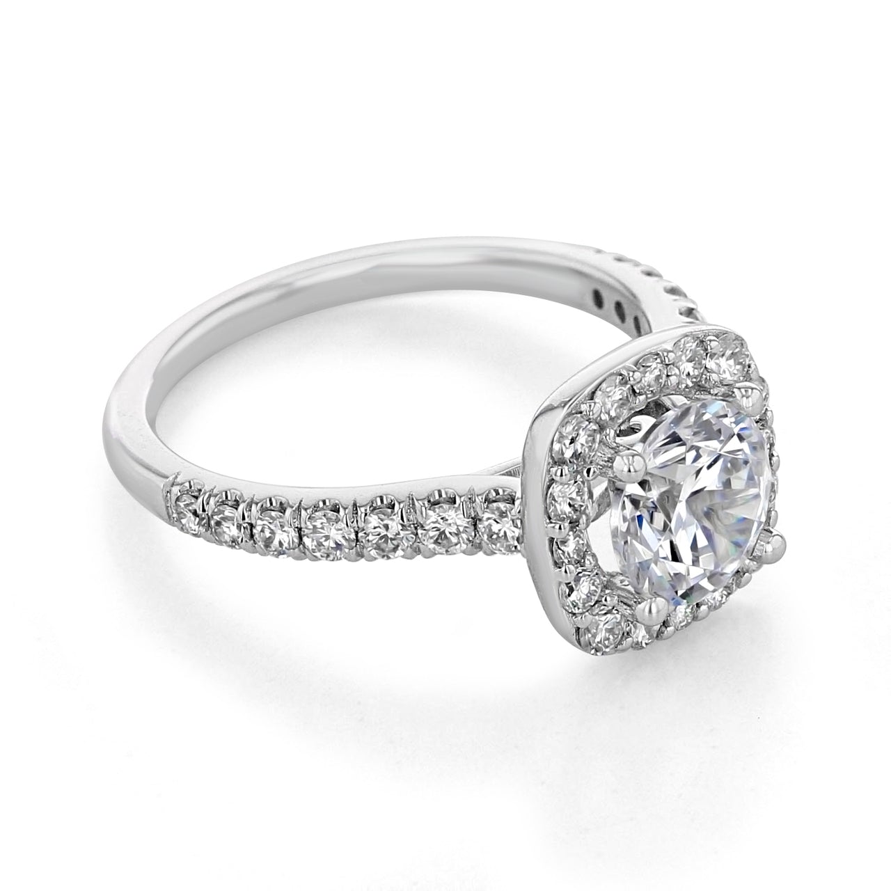 1.20CT Round Halo Moissanite Diamond Pave Engagement Ring For Her 