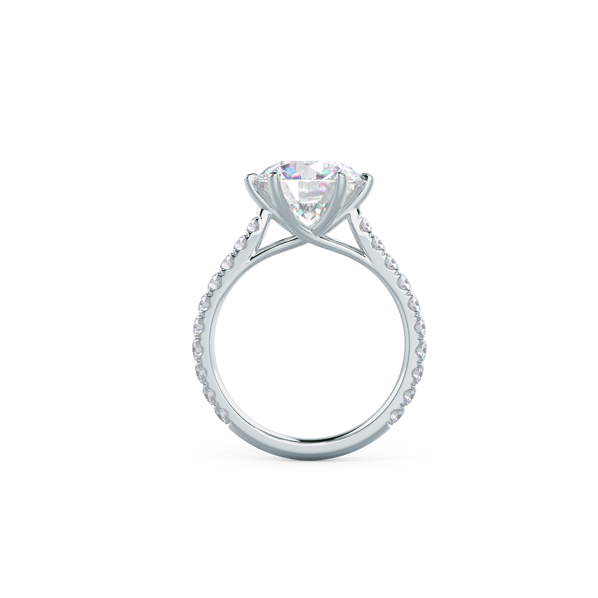2.25CT Round Six Prong Moissanite Diamond Pave Engagement Ring For Women