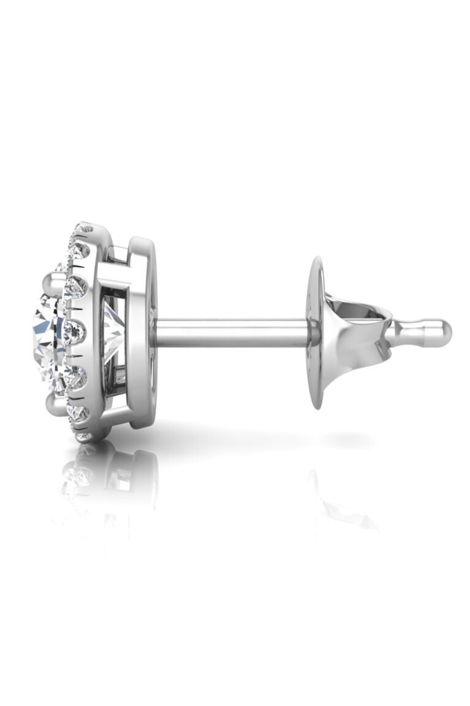 Round Cut Moissanite Halo Diamond Stud Earrings for Her