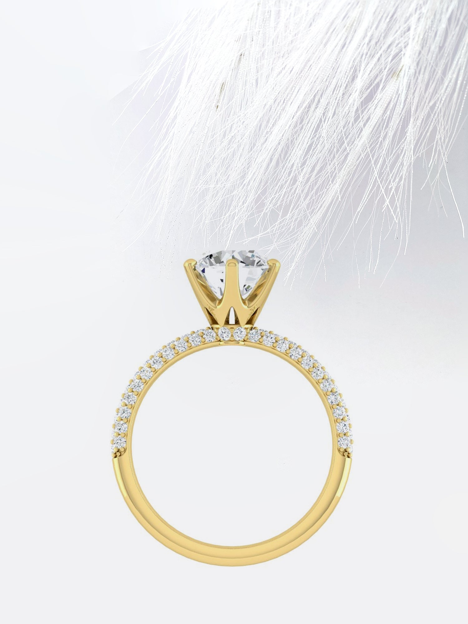 Round Cut Moissanite Pave Diamond Engagement Ring For Women