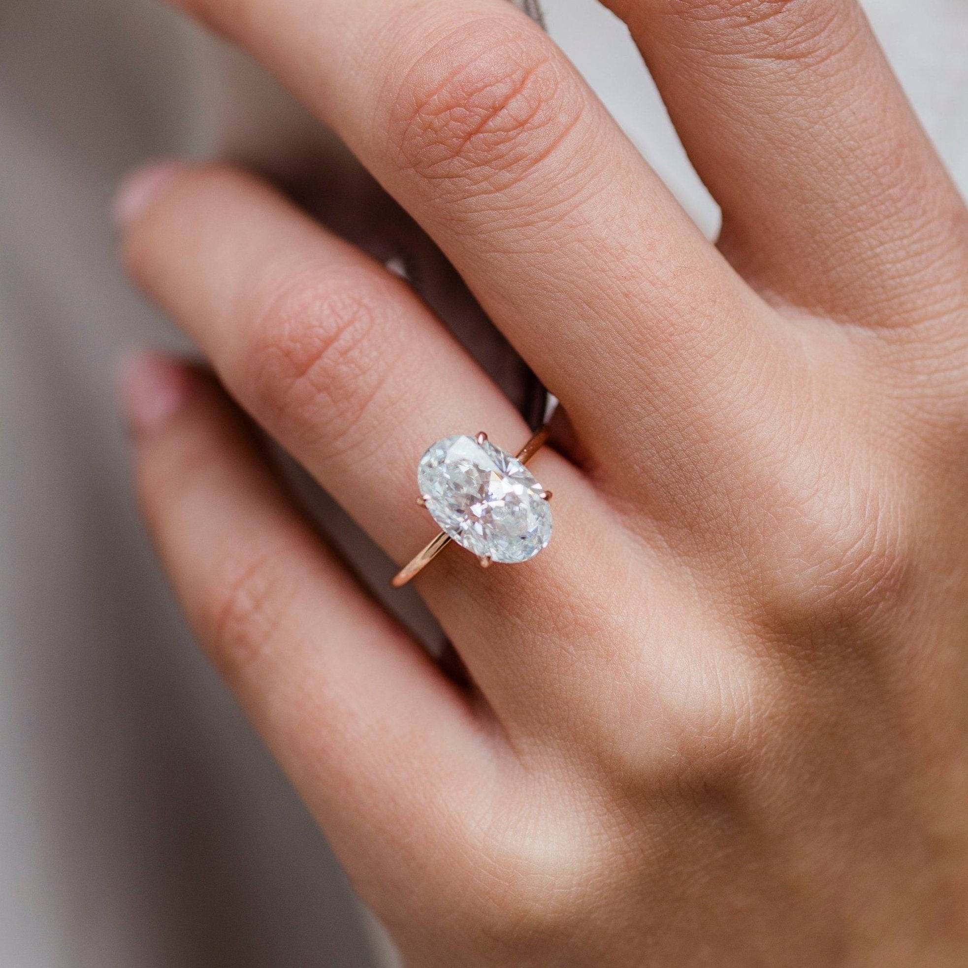 3ct Elongated Oval Moissanite Ring