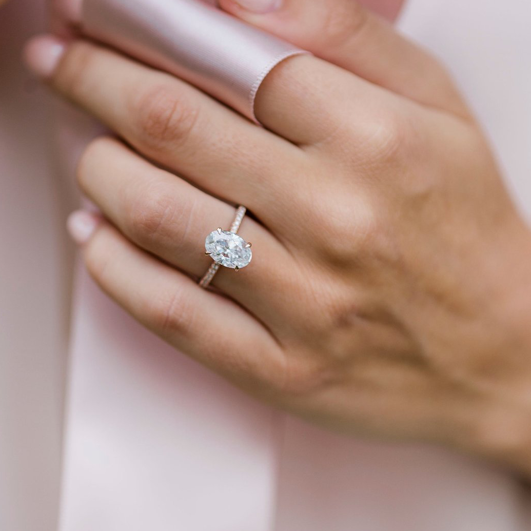 Oval Hidden Halo Moissanite Ring