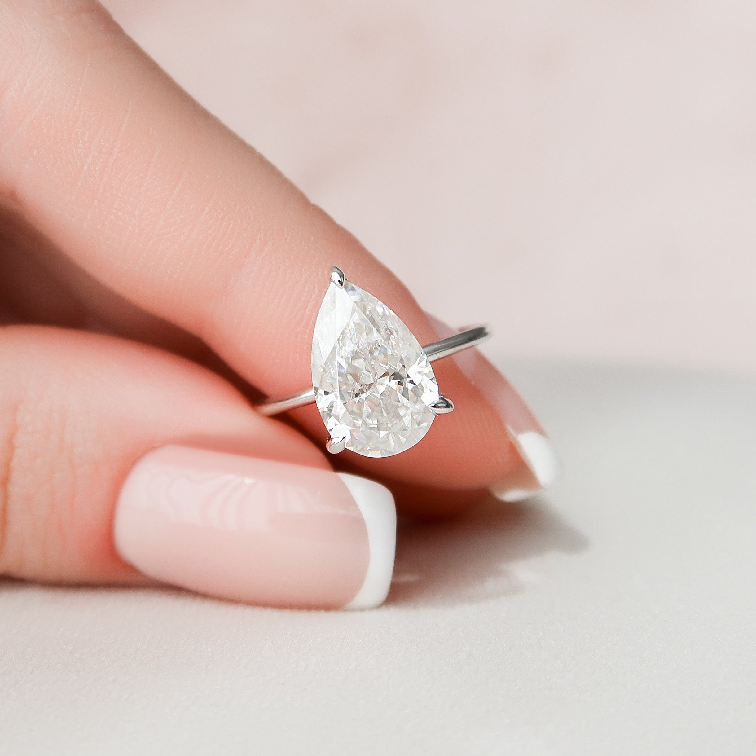 3ct Pear Moissanite Ring