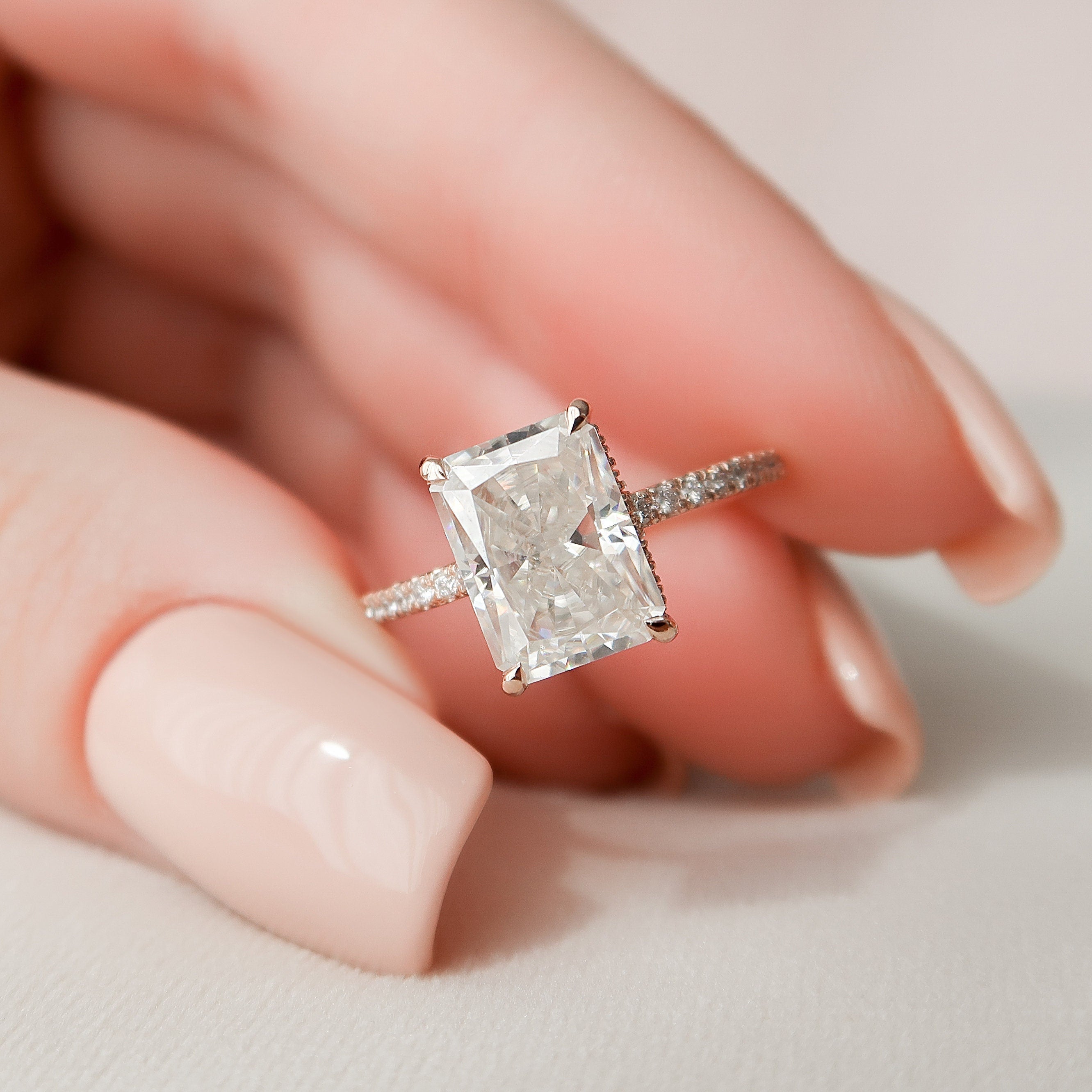Radiant Cut Moissanite Engagement Ring