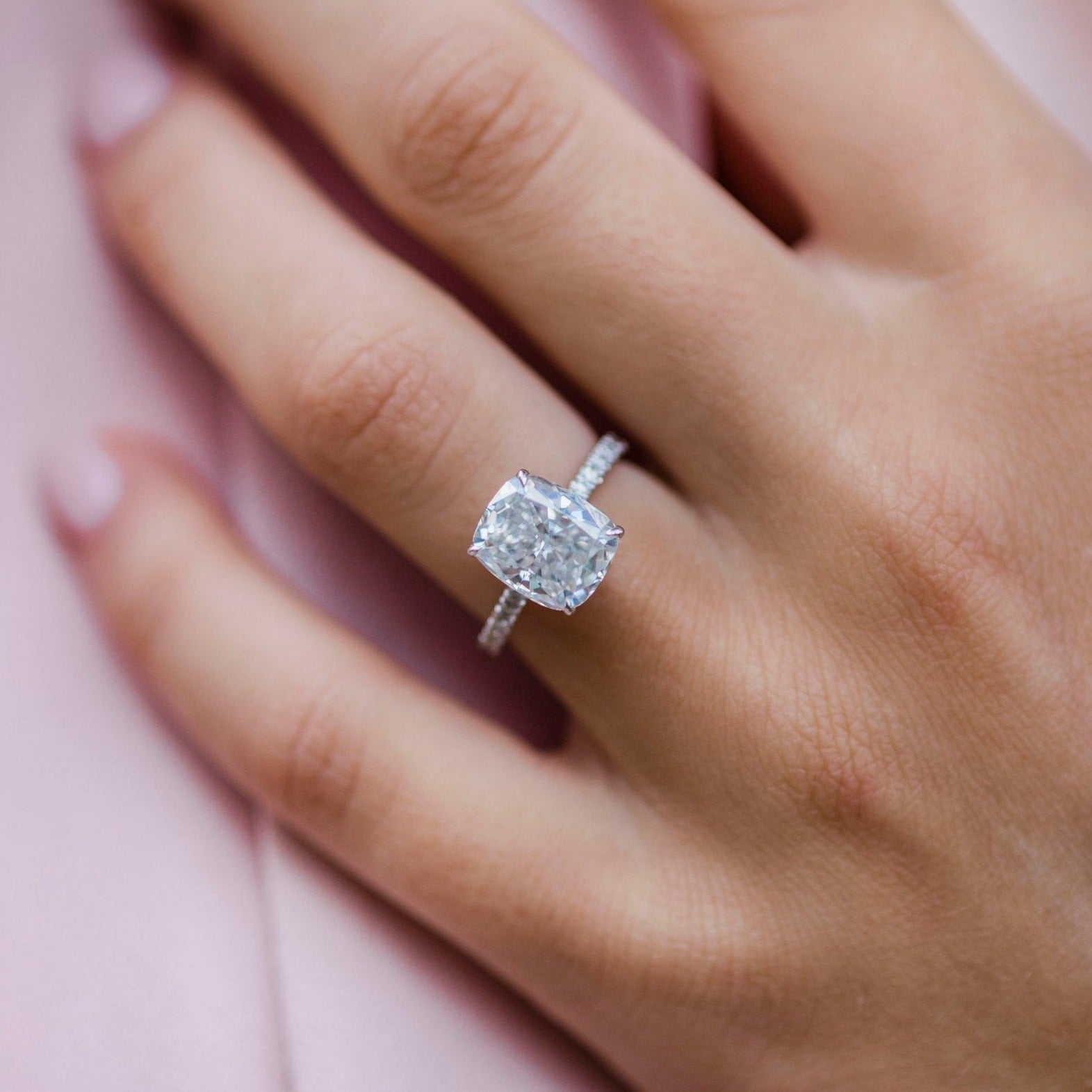 Elongated Cushion Moissanite Engagement Ring