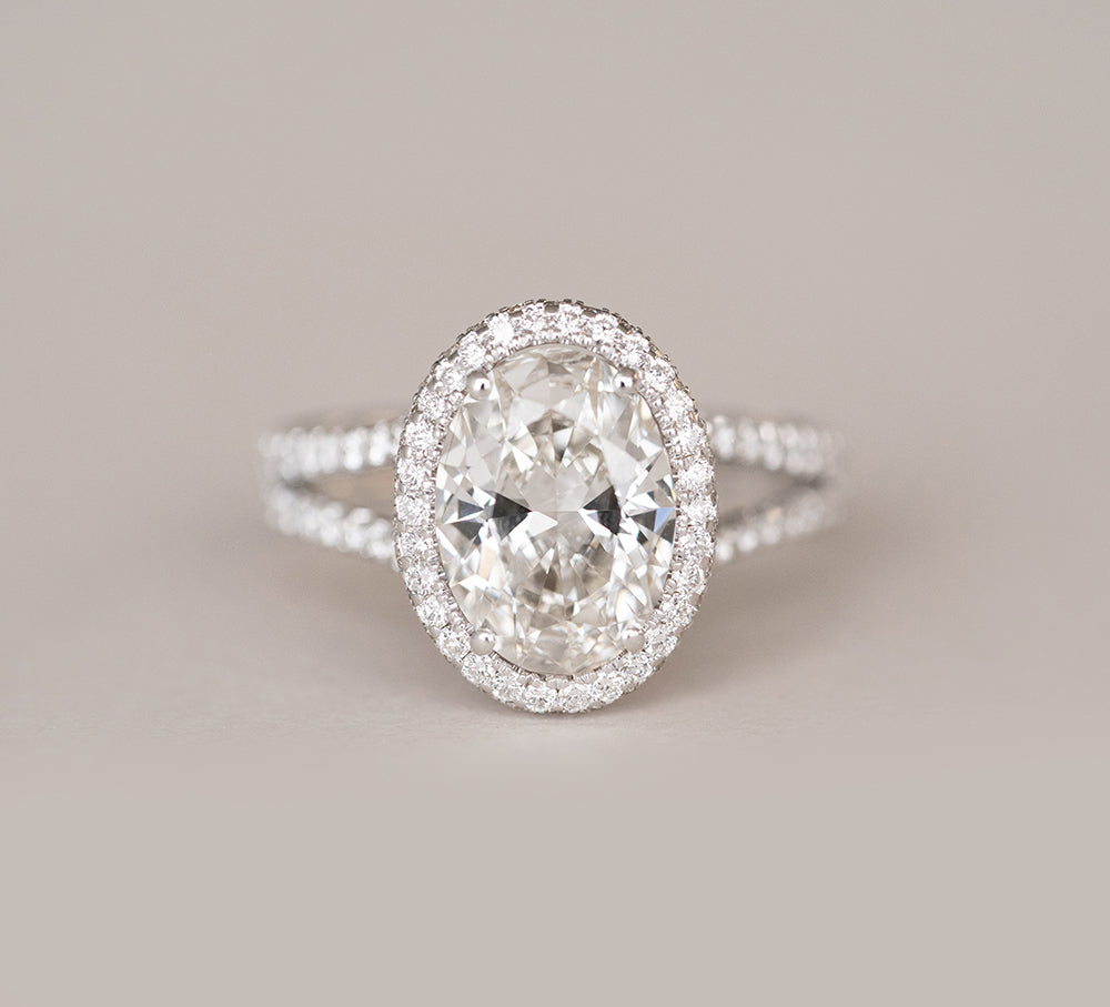 Oval Moissanite Halo Engagement Ring