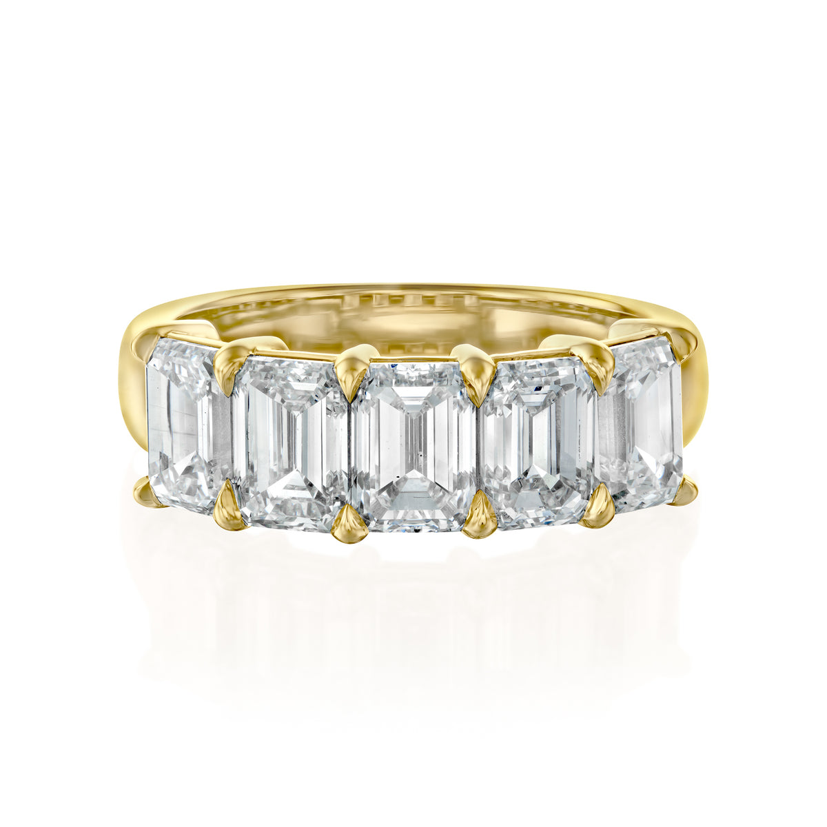 3.50CTW Emerald Cut Five Stone Wide Band Lab Grown Wedding Band