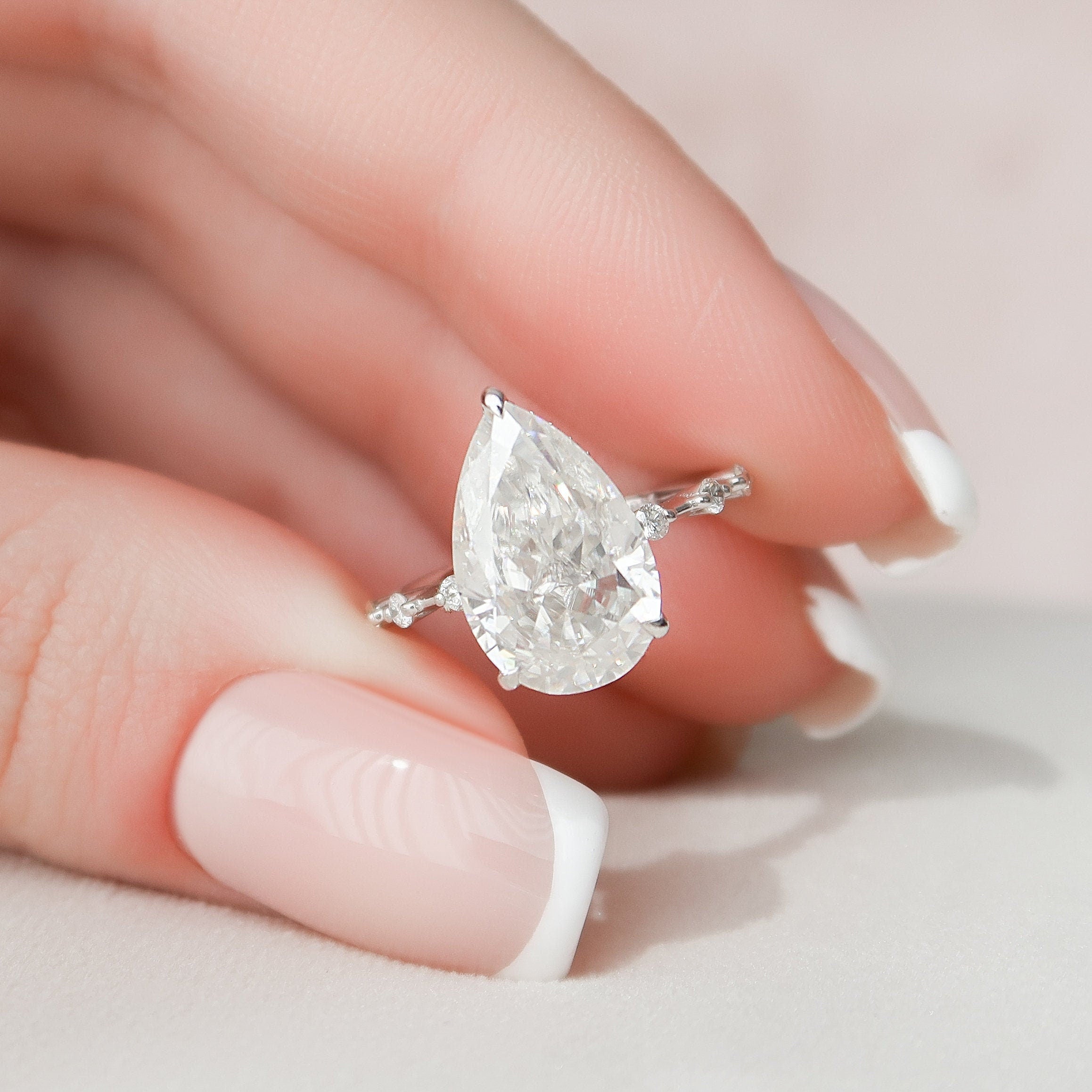 Pear Moissanite Engagement Ring