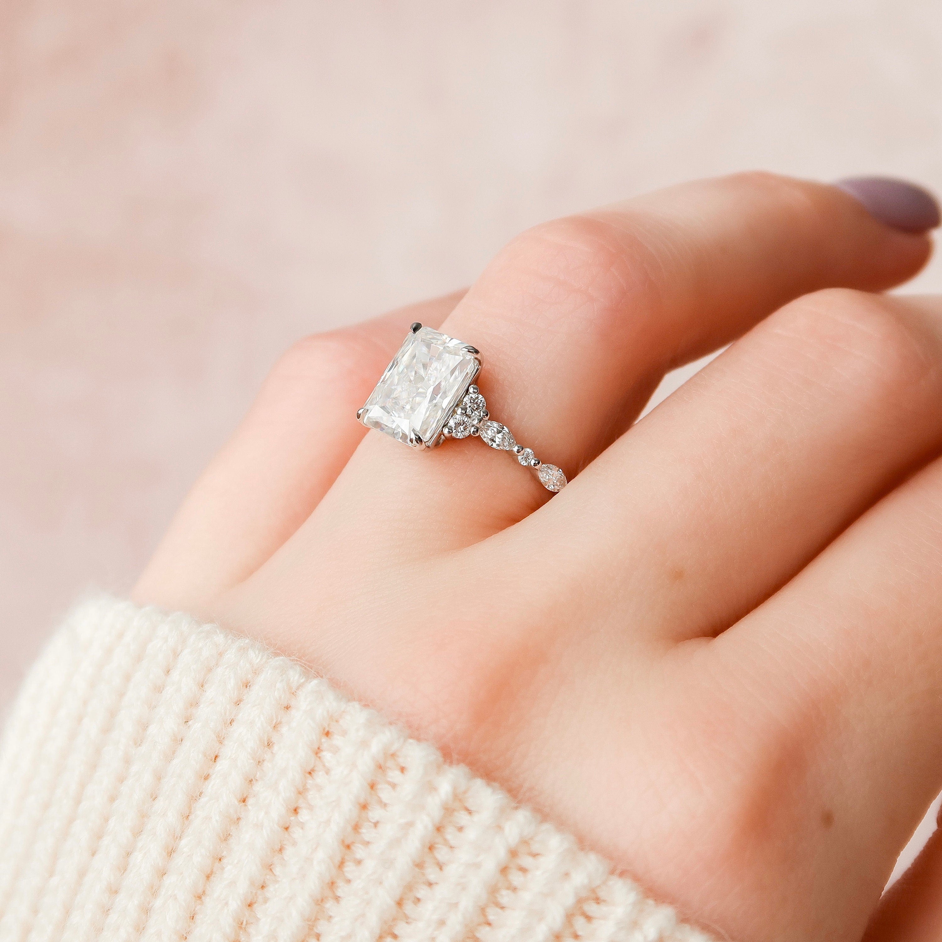 Radiant Cut Moissanite Ring