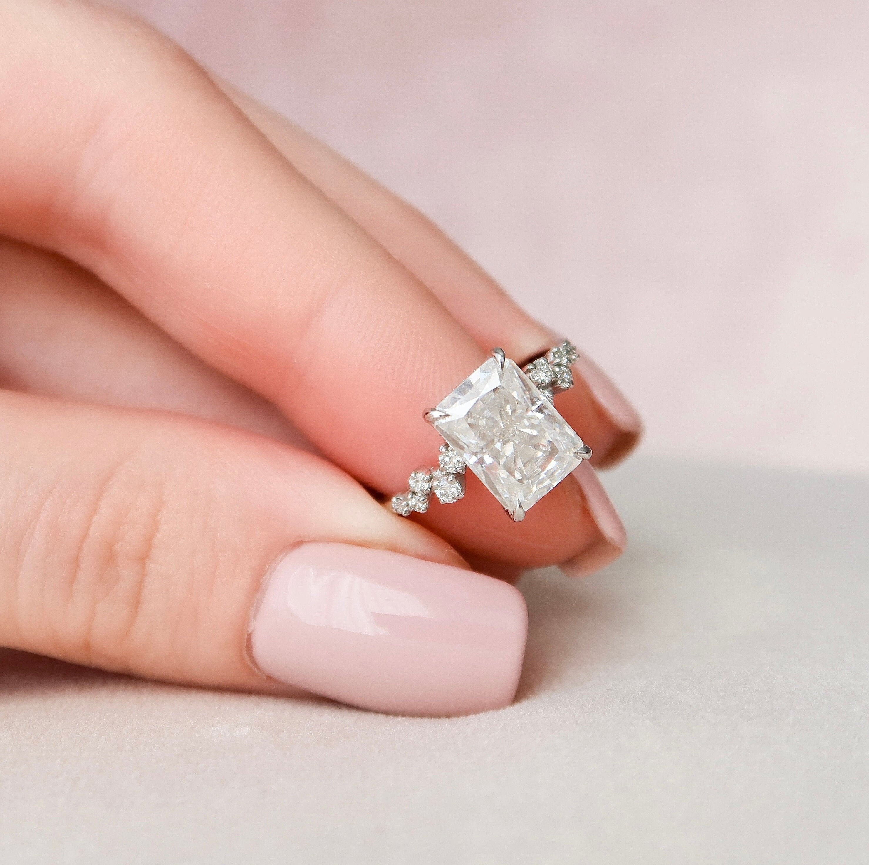 Radiant Cut Moissanite Engagement Ring