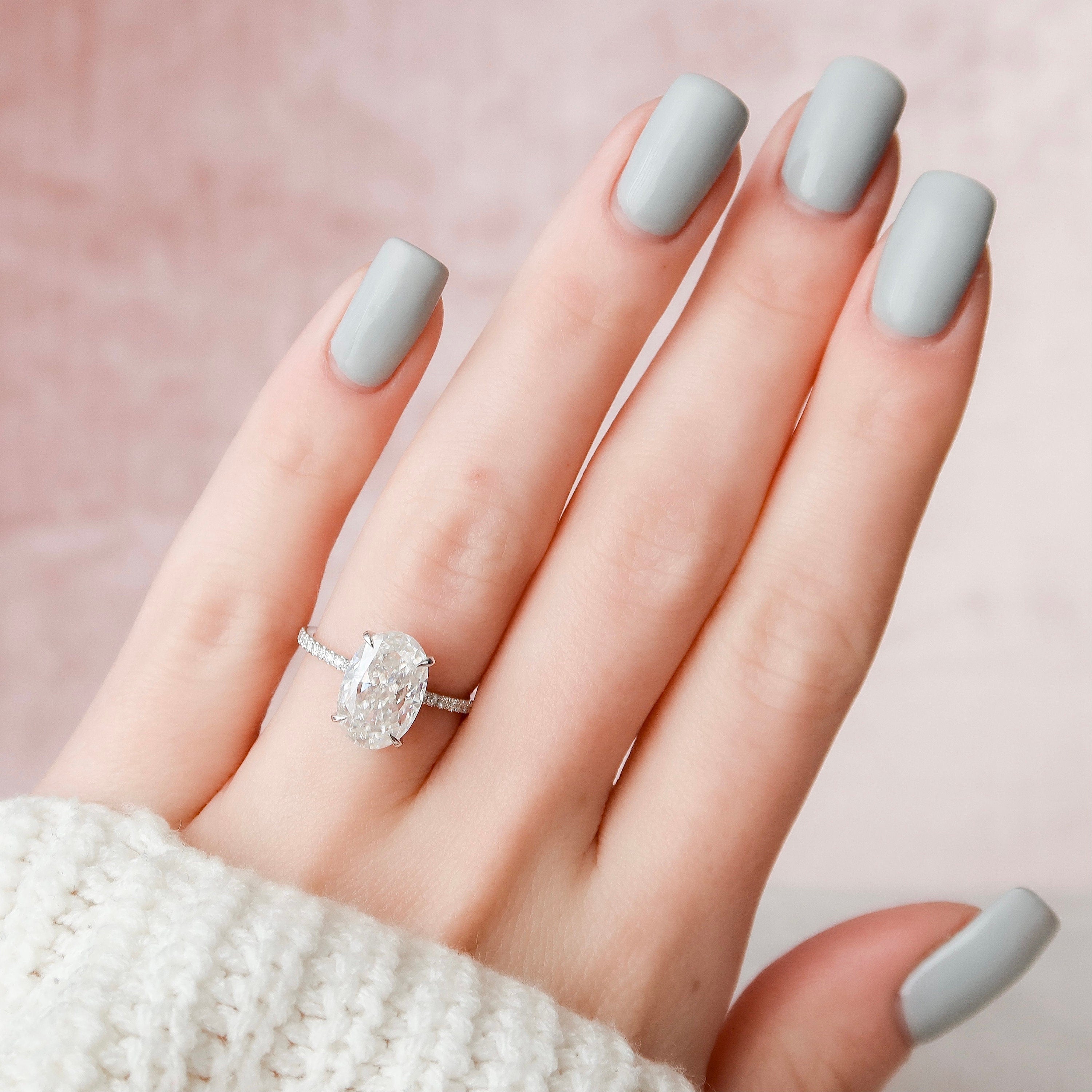 Oval Hidden Halo Engagement Ring