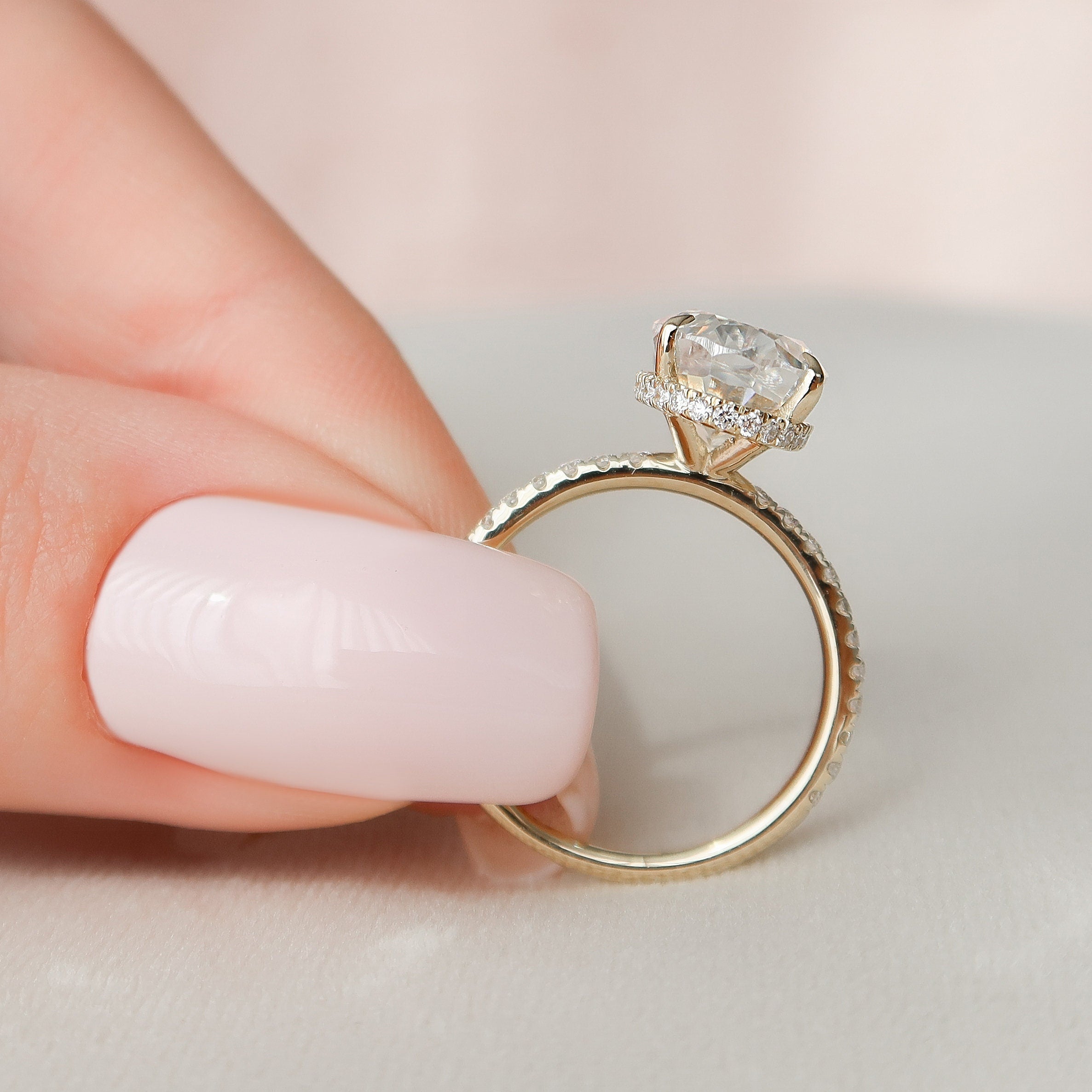 Pave Moissanite Engagement Ring