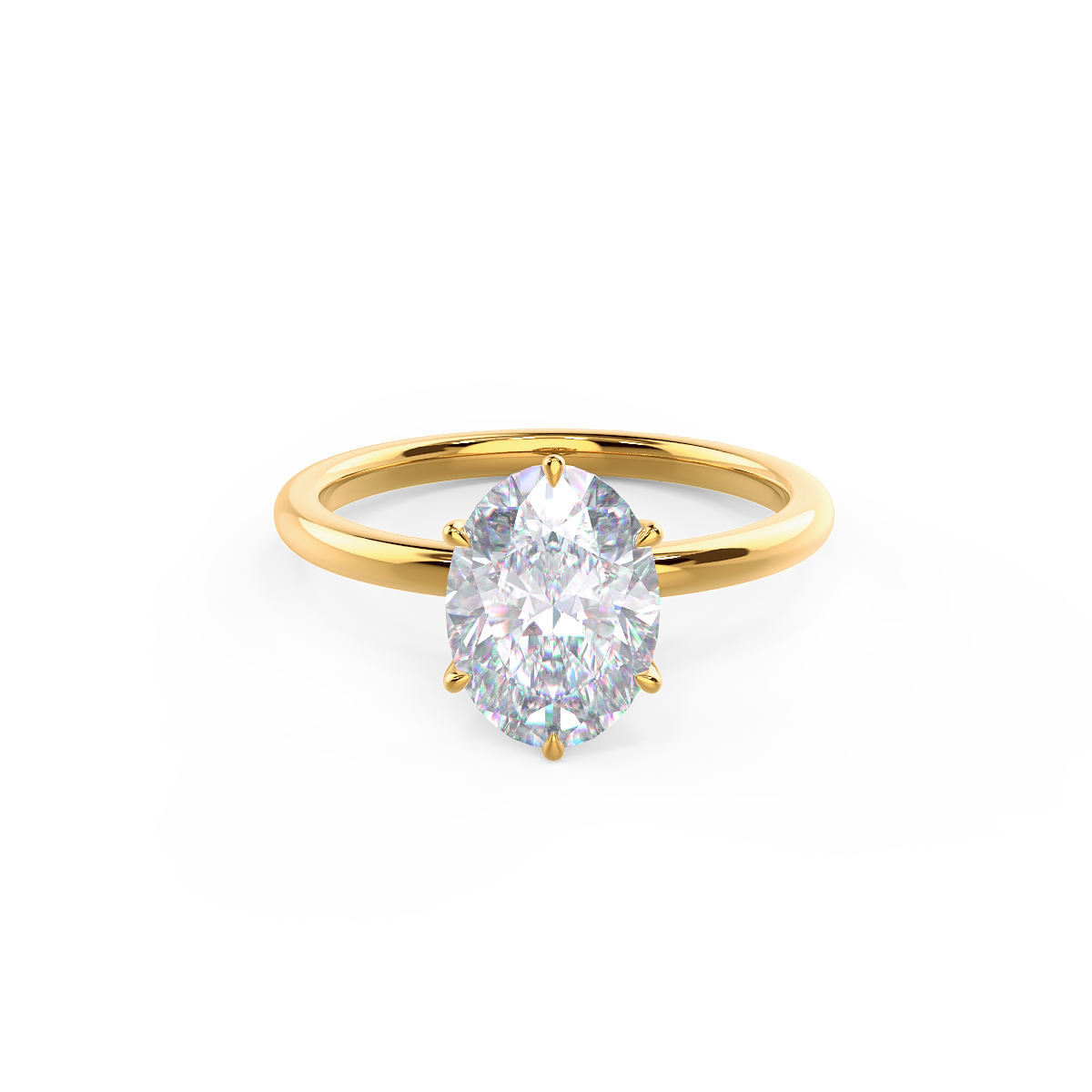 1.50ct Oval Six Prong Moissanite Diamond Solitaire Engagement Ring