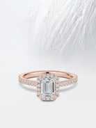 Emerald Cut Moissanite Halo Diamond Engagement Ring For Women