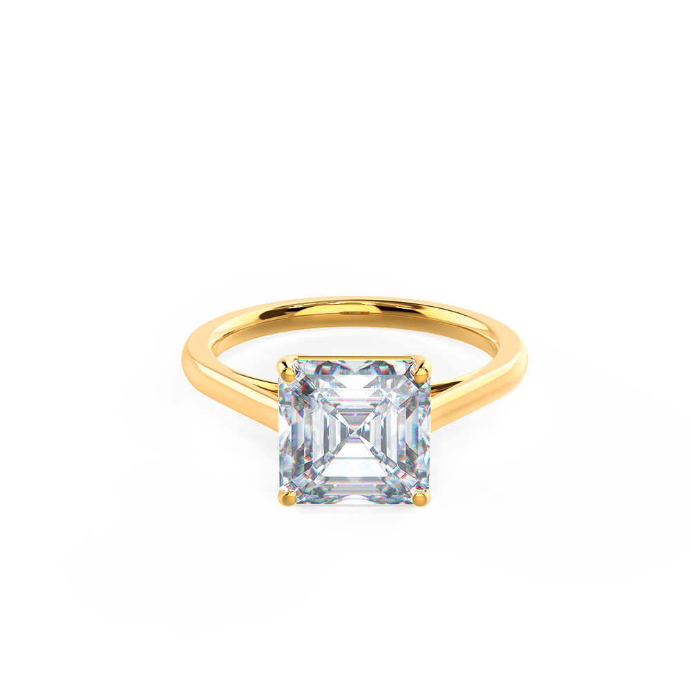 2.50ct Asscher Cut Moissanite Diamond Cathedral Solitaire Engagement Ring