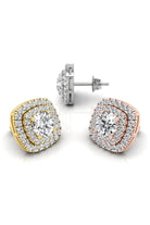 Round Cut Double Halo Moissanite Diamond Earrings for Women