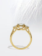 Round Cut Moissanite Three Stone Diamond Engagement Ring