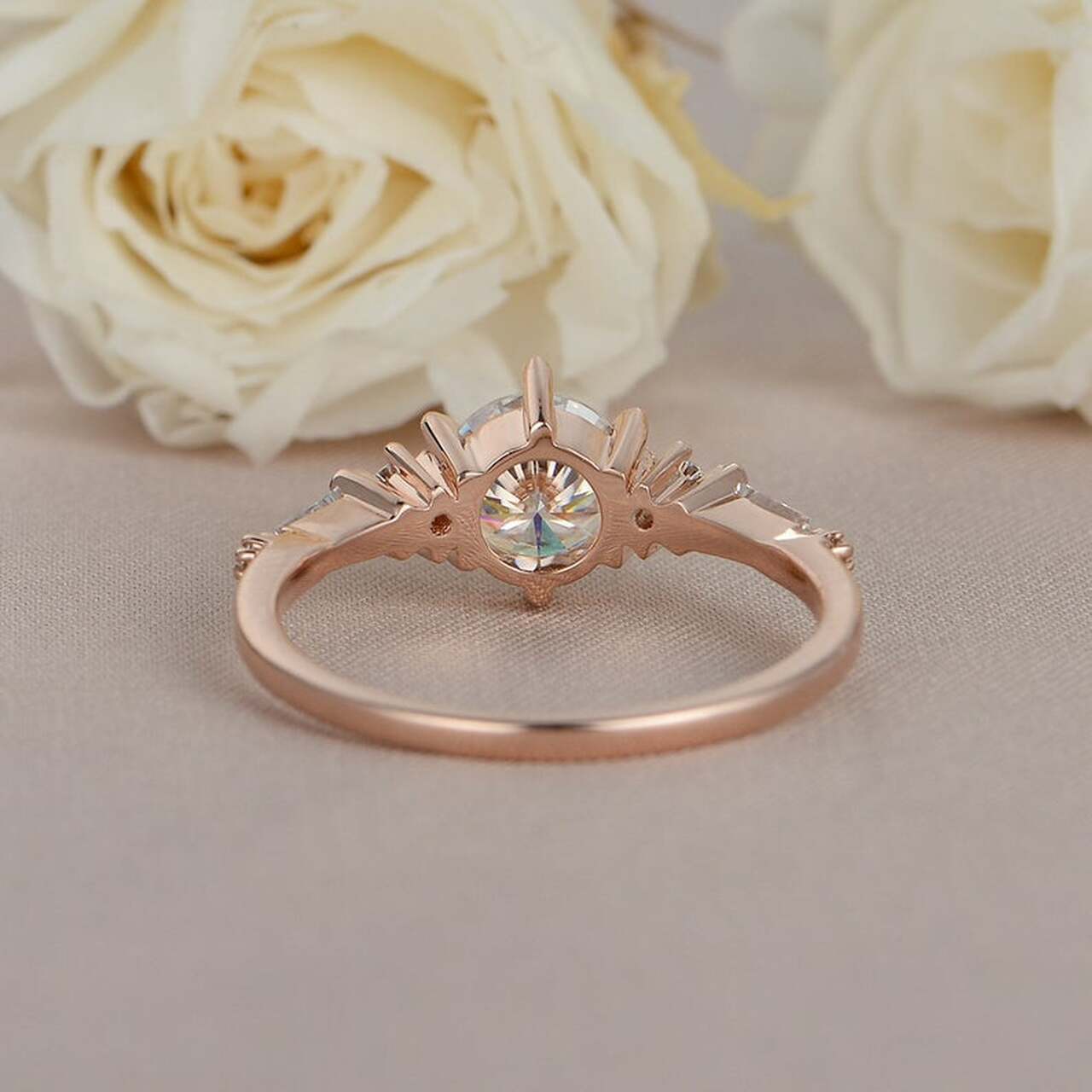 1.0CT Round Six Prong Moissanite Diamond Seven Stone Engagement Ring