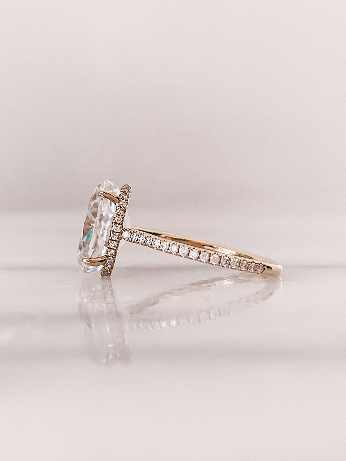 2.80CT Oval Pave Moissanite Diamond Hidden Halo Open Engagement Ring